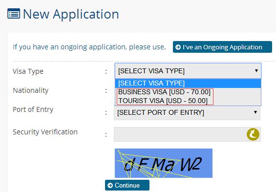 缅甸电子签证申请首页面